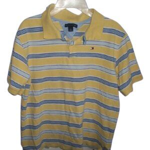 TOMMY HILFIGIER Yellow Blue Polo Shirt  Teen Medium  Fits Boy/ XL
